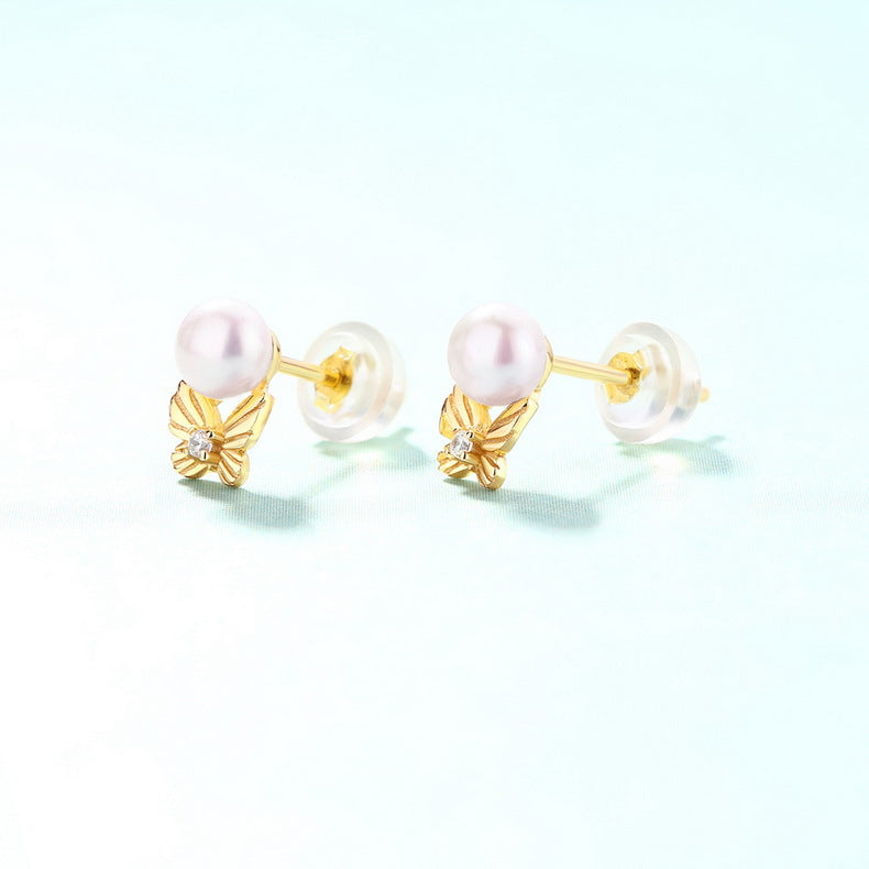 Butterfly Pearl Earring Studs