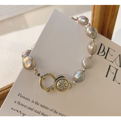 Natural Grey Baroque Pearl Bracelet