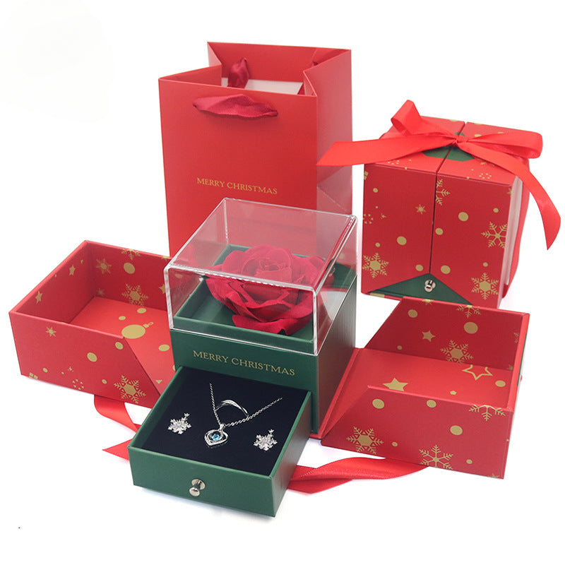 Christmas Preserved Flower Roses Jewelry Box