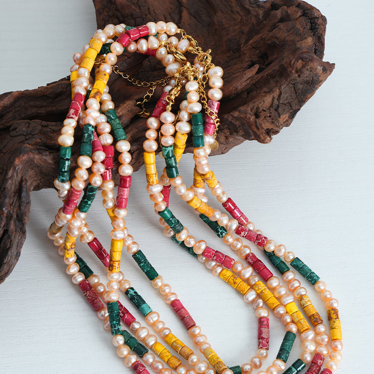 Freshwater Pearl Colorful Beaded Necklaces