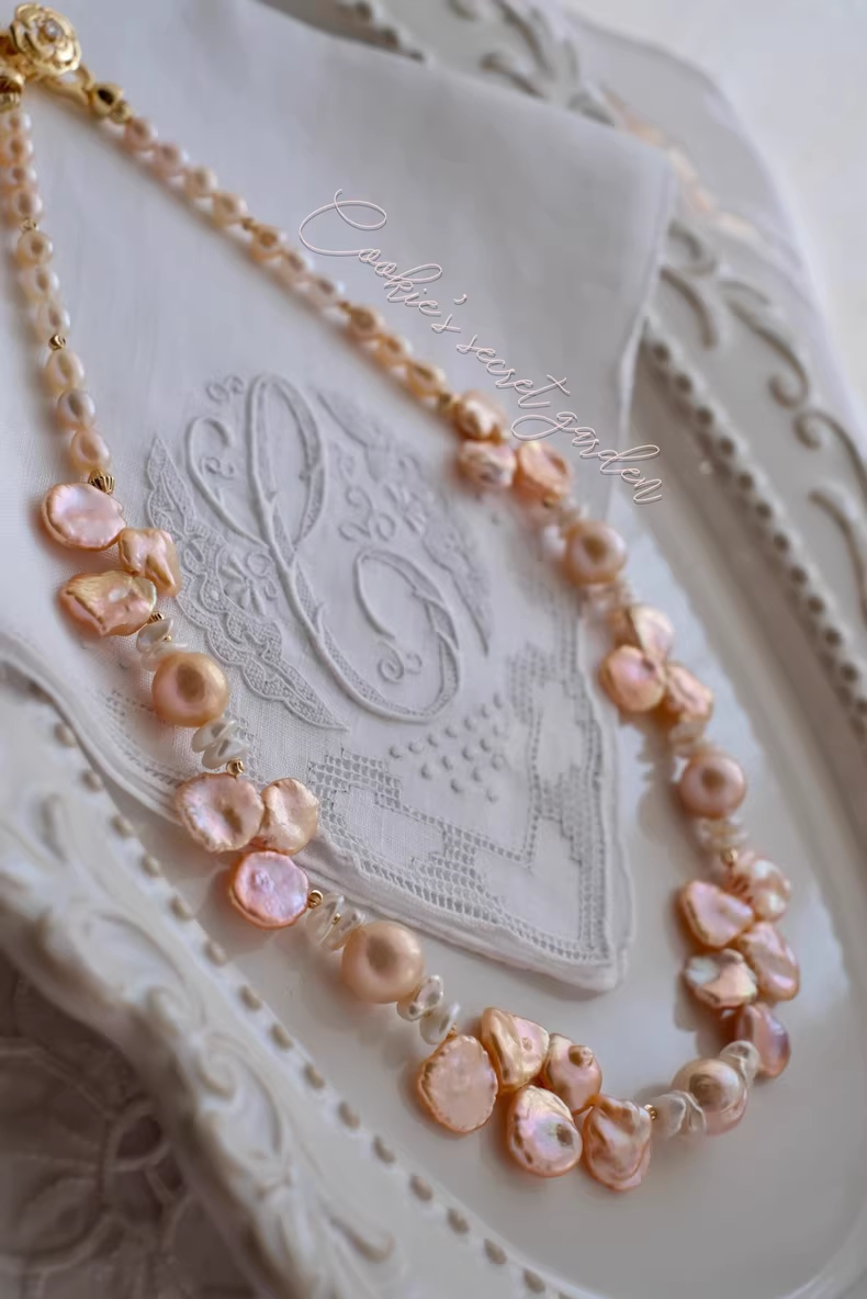 【Monet Garden Collection】 Handmade Austin Baroque Pearl Necklace