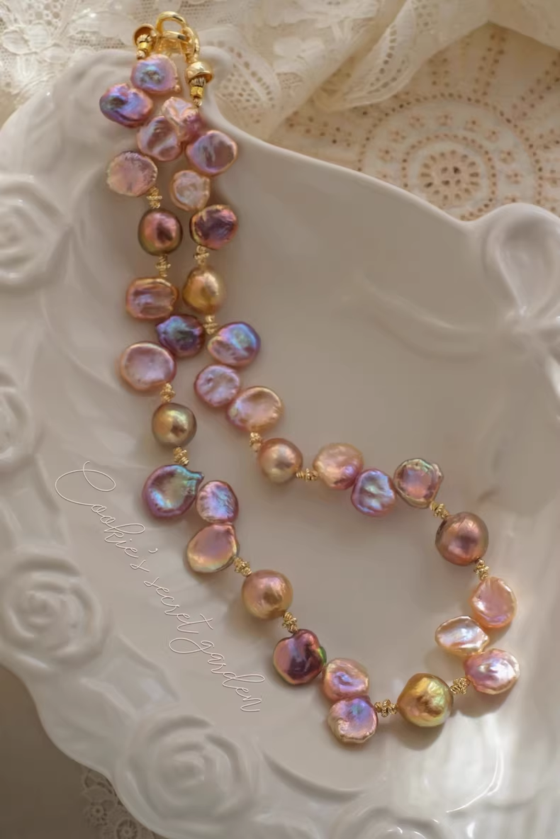 【Monet Garden Collection】 Handmade Gallery Baroque Pearl Necklace