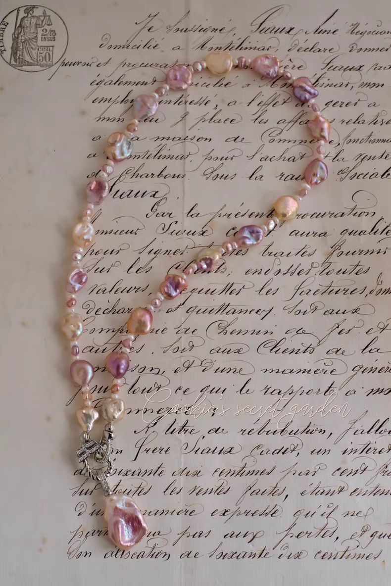 【Monet Garden Collection】 Handmade Detachable Baroque Pearl Pendant Necklace