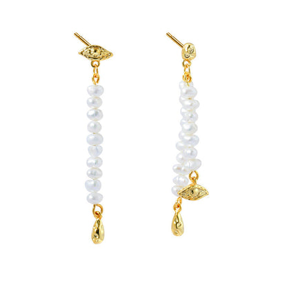 Asymmetrical Pearl String Earrings