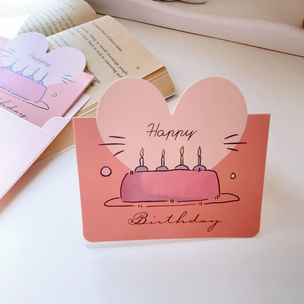 Pink Love Heart Happy Birthday Gift Card