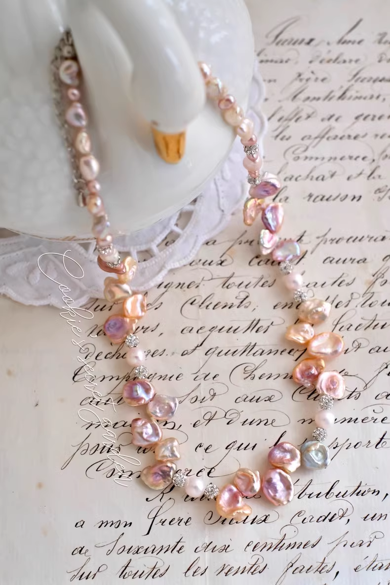 【Monet Garden Collection】 Handmade Fairy Petal Baroque Pearl Necklace