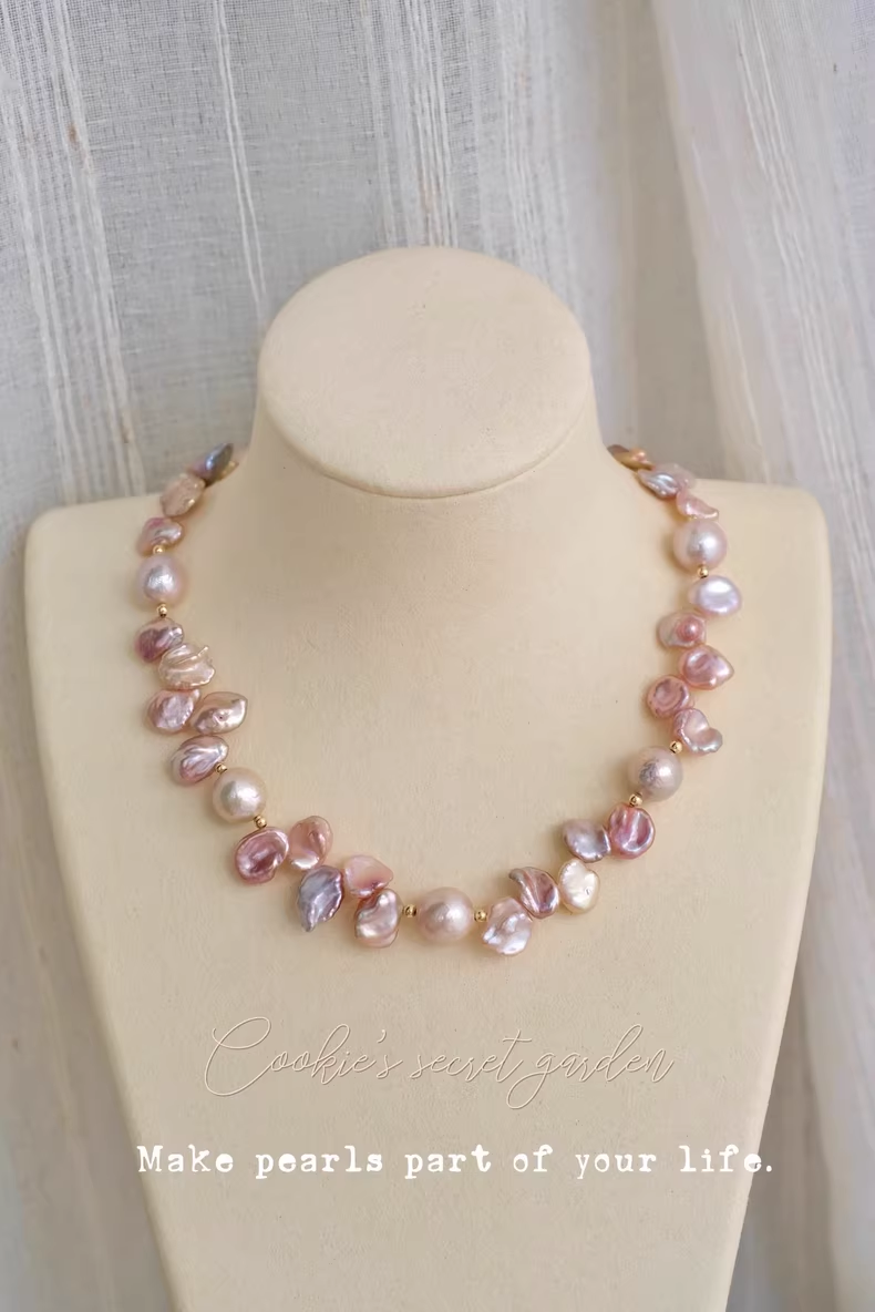 【Monet Garden Collection】 Handmade Secret Garden Baroque Pearl Necklace