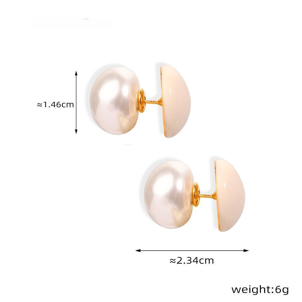 Vintage Two Sides Pearl Back Stud Earrings