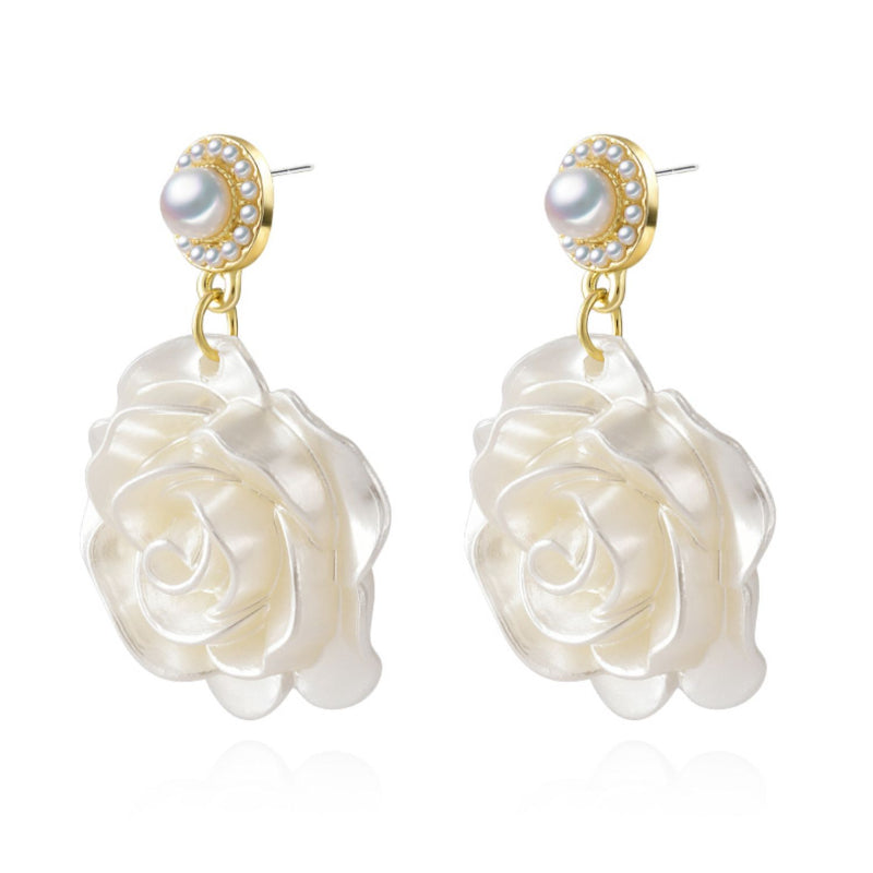 Pearl Camellia Earrings