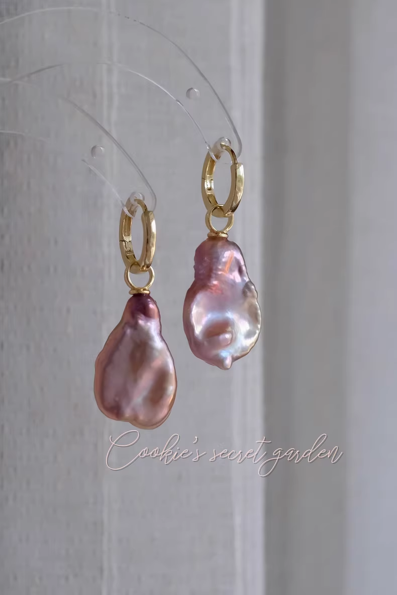 【Monet Garden Collection】 Handmade Aurora Baroque Pearl Earrings