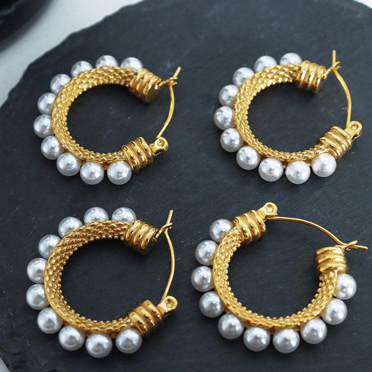 Round Clip On Pearl Earrings