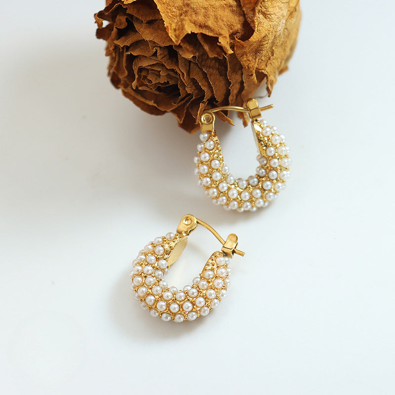 Clip On Shoulder Bag Shaped Pearl Earring