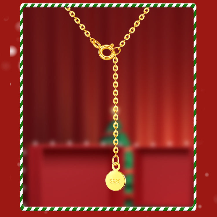 Christmas Wreath Bow Pearl Pendant Necklace