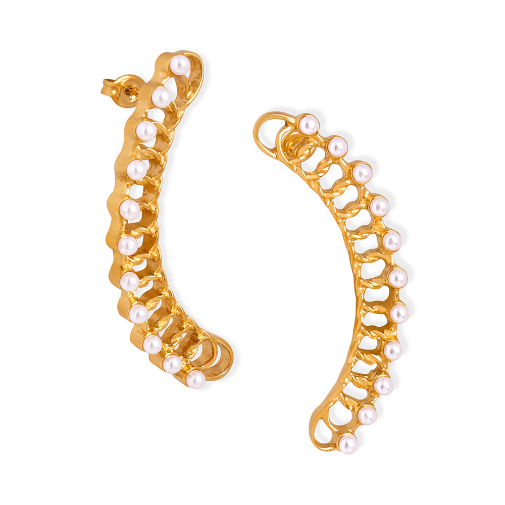 Personality C Shape Pearl Earrings