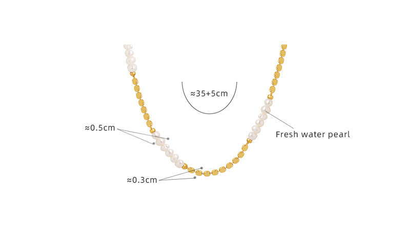 Lentils Stitching Freshwater Pearl Necklace