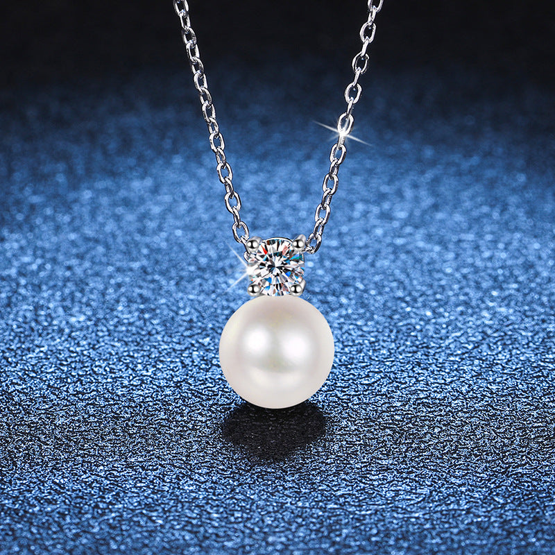 Dainty Diamond Pearl Pendant Necklace