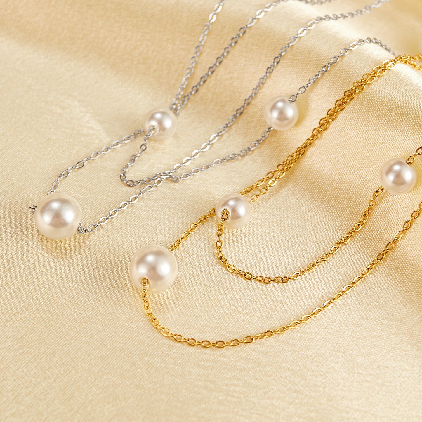 Two Layer Floating Pearl Necklace