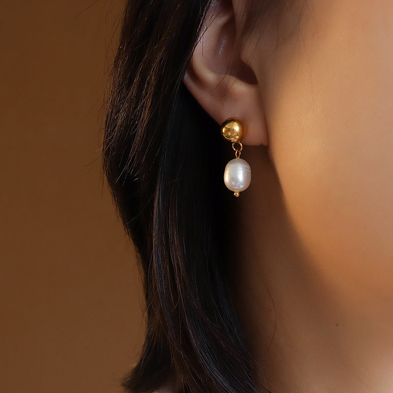 Simple Freshwater Pearl Drop Earrings