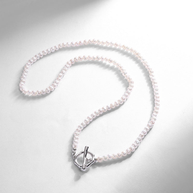 Minimalist OT Clasp Freshwater Pearl Necklace