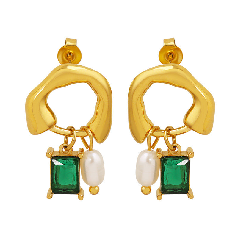 Emerald Geometric Earrings
