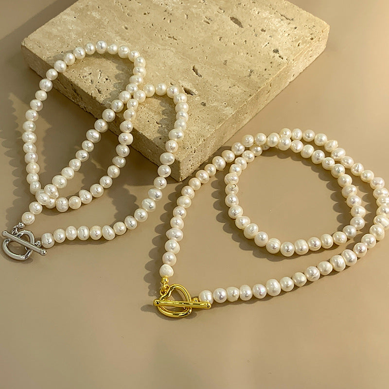 Heart Clasp Freshwater Pearl Necklace