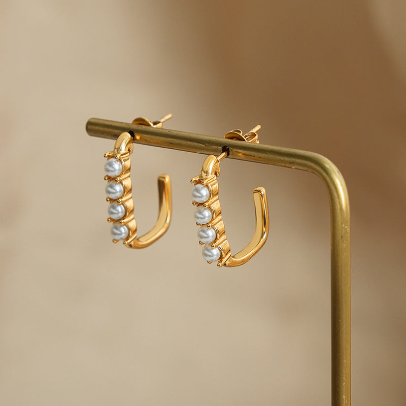 Fashion Geometric U Shape Pearl Earring