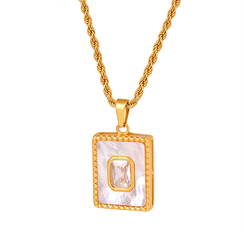 Not-faded Square Mother of Pearl Necklace