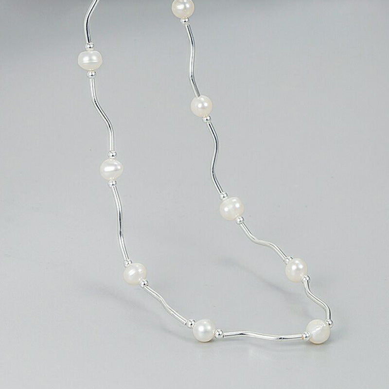 Wave Pearl Clavicle Necklace