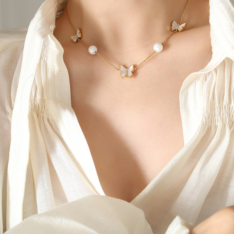 Mother of Pearl Butterfly Necklace