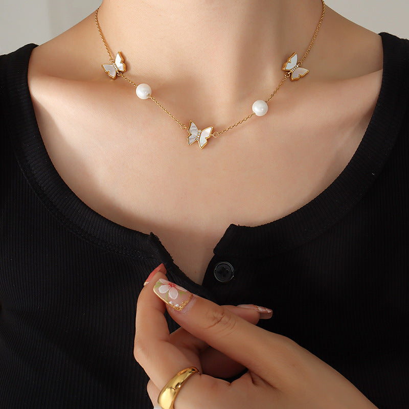 Mother of Pearl Butterfly Necklace