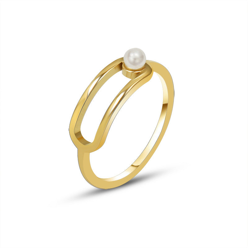 Geometric Simple Pearl Ring