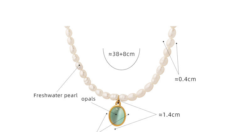 Lake Green Opal Pendant Pearl Necklace