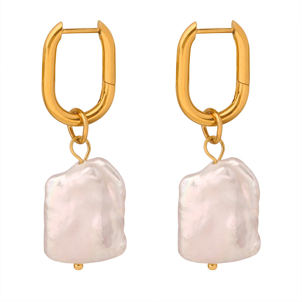 Clip On Baroque Pearl Drop Earrings