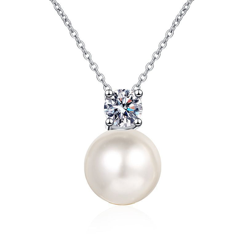 Dainty Diamond Pearl Pendant Necklace