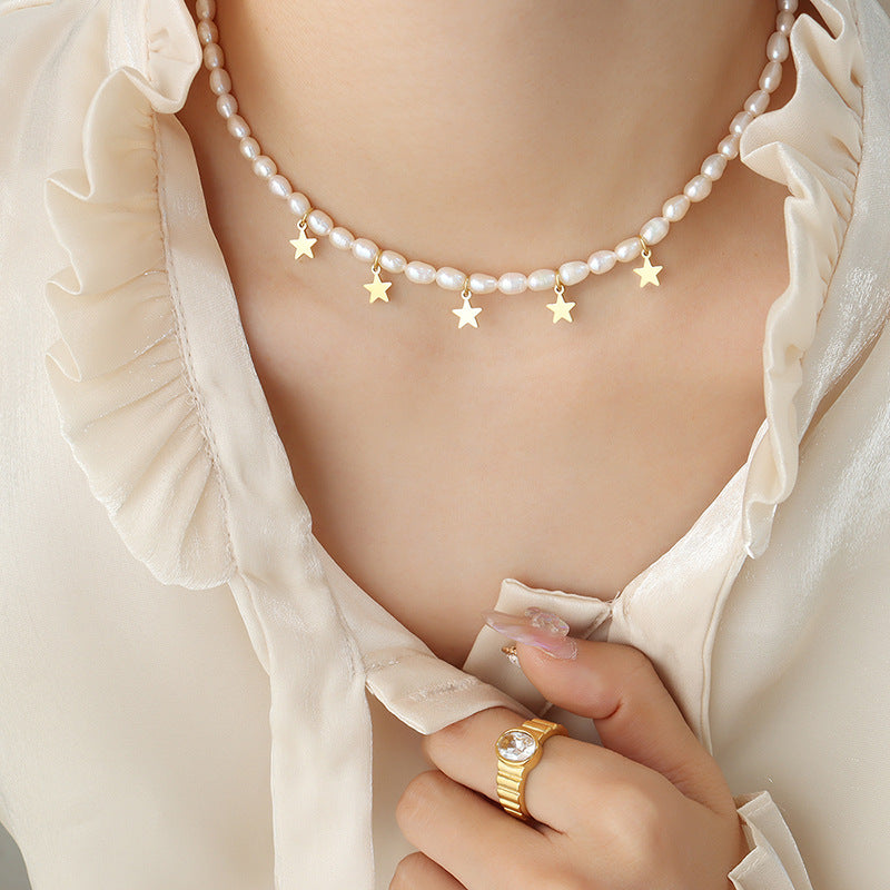 5 Star Charms Freshwater Pearl Necklace