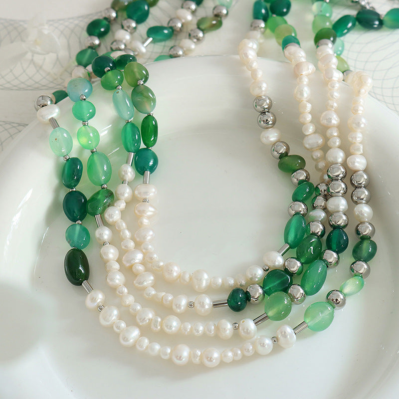 Natural Jade And Freshwater Pearl Necklace