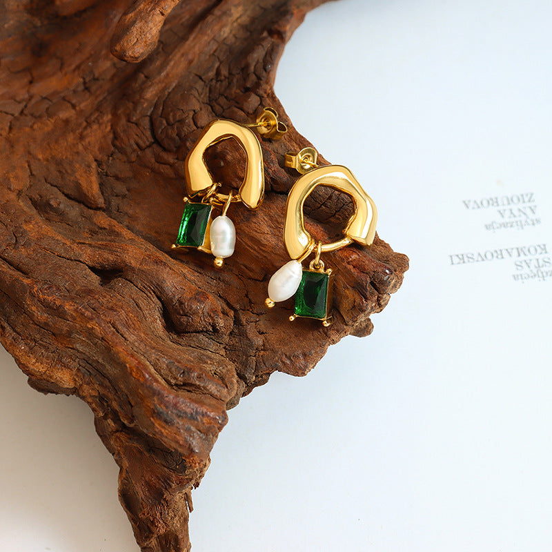 Emerald Geometric Earrings