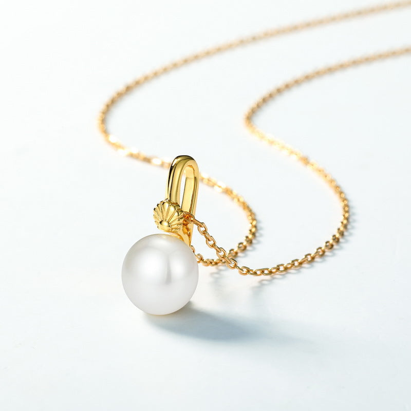 Gold Shell and Bread Pearl Pendant