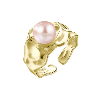 Personality Wide Wrinkled Pearl Ring