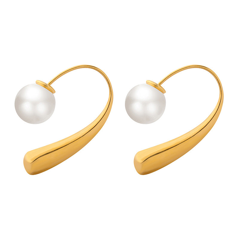 U Shape Two Wear Ways Pearl Stud Earrings