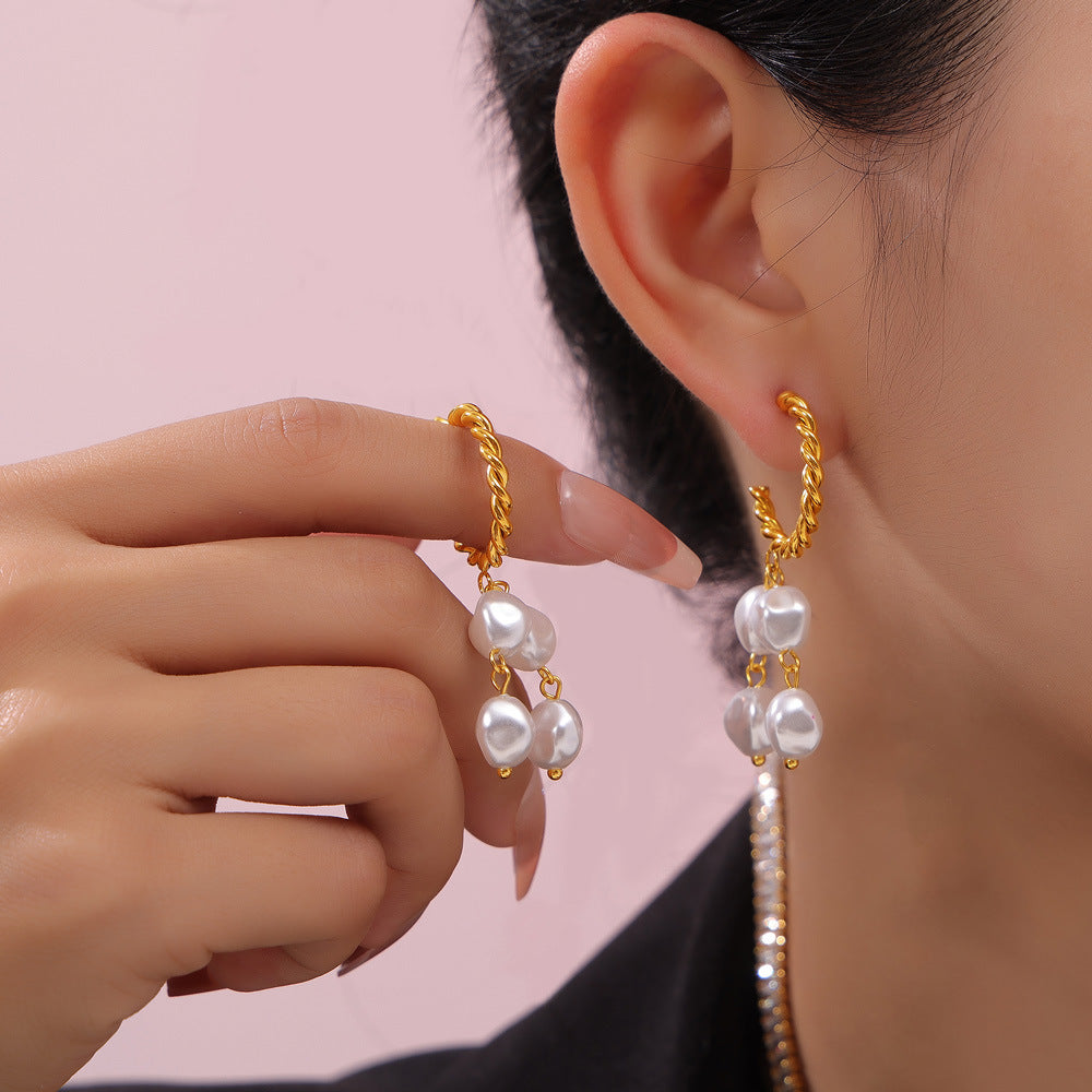 Prom Tassel Pearl Drop Earrings