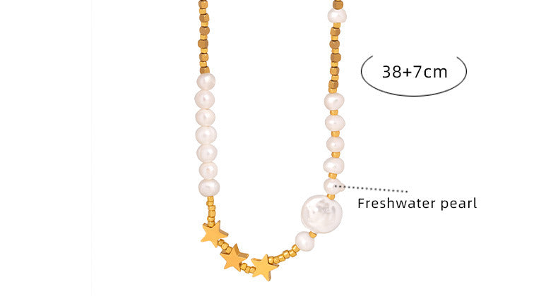 Star Stitching Freshwater Pearl Necklace