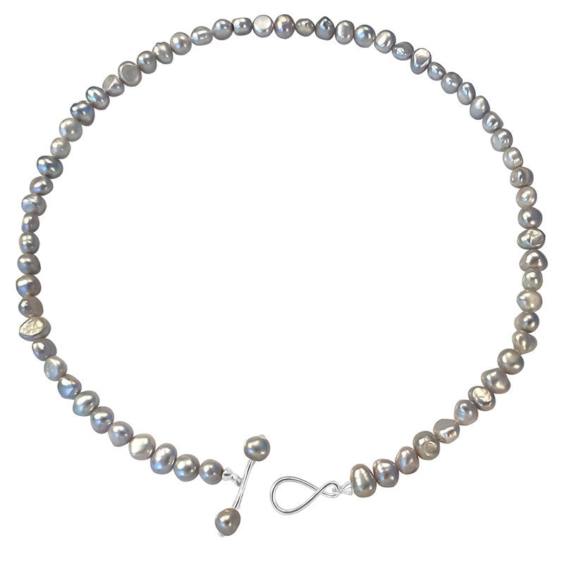 Gray Baroque Pearl Clavicle Necklace