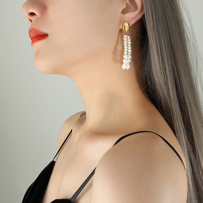 Double Tassel Baroque Pearl Earring