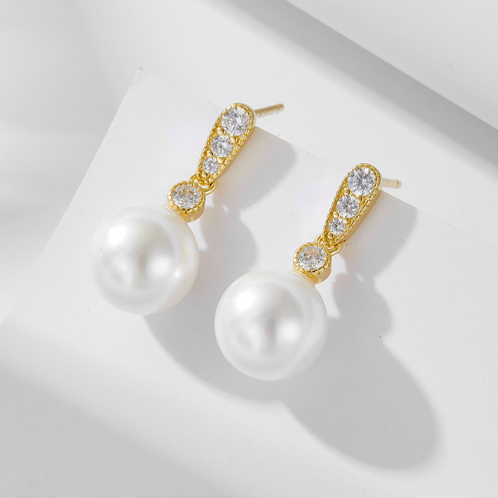 Prom Diamond and Pearl Earrings