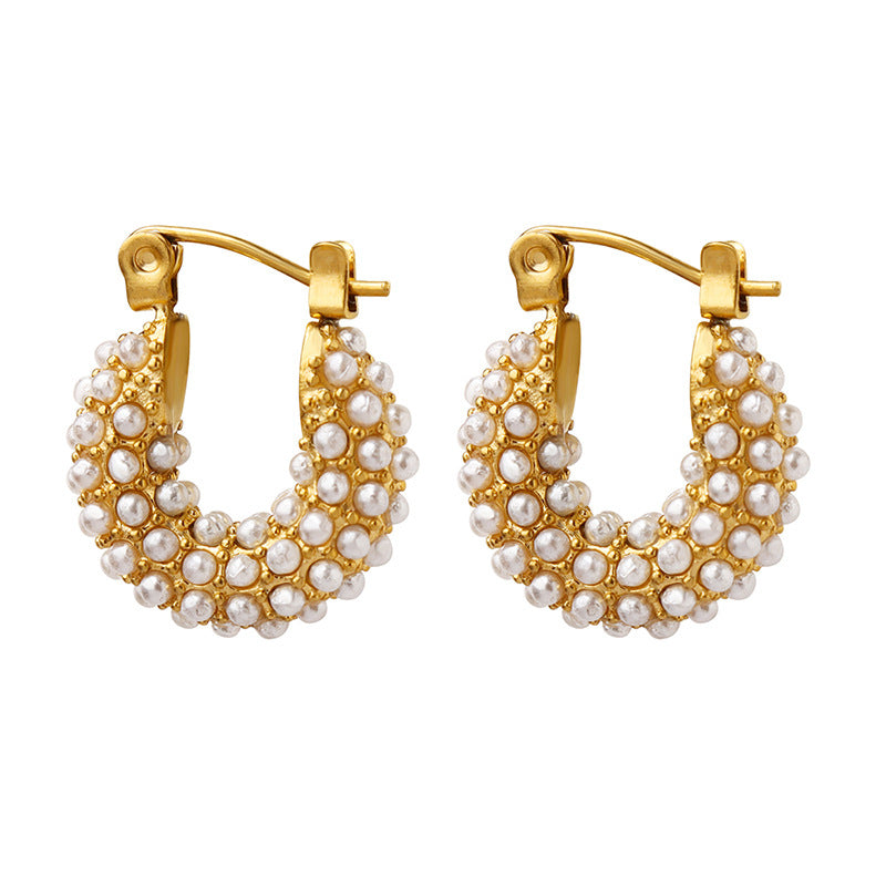 Clip On Shoulder Bag Shaped Pearl Earring