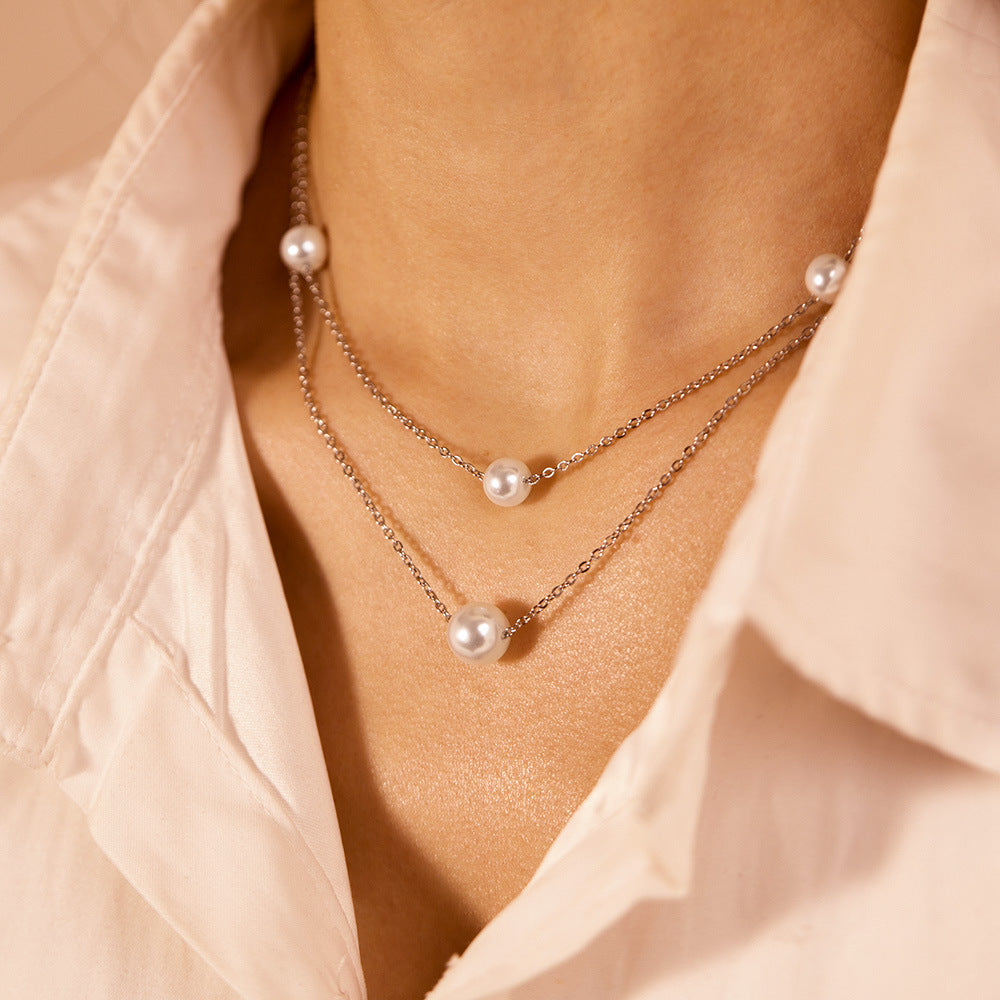 Two Layer Floating Pearl Necklace