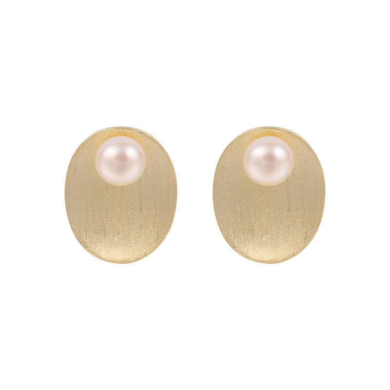 Retro Matt Round Plate Pear Earrings