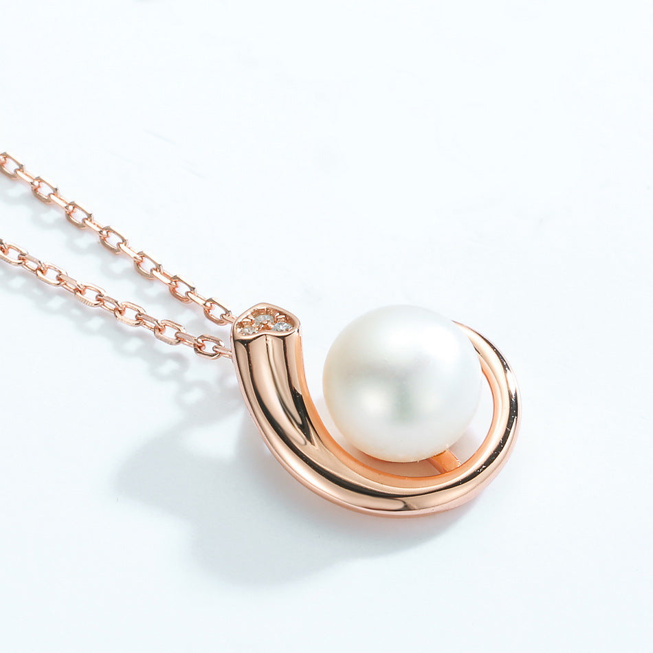 Rose Gold Conch Pearl Pendant