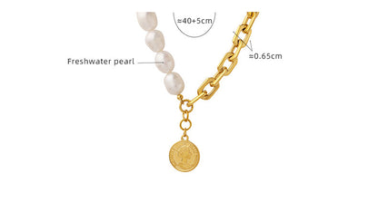 Pearl And Thick Chain Necklace Womens